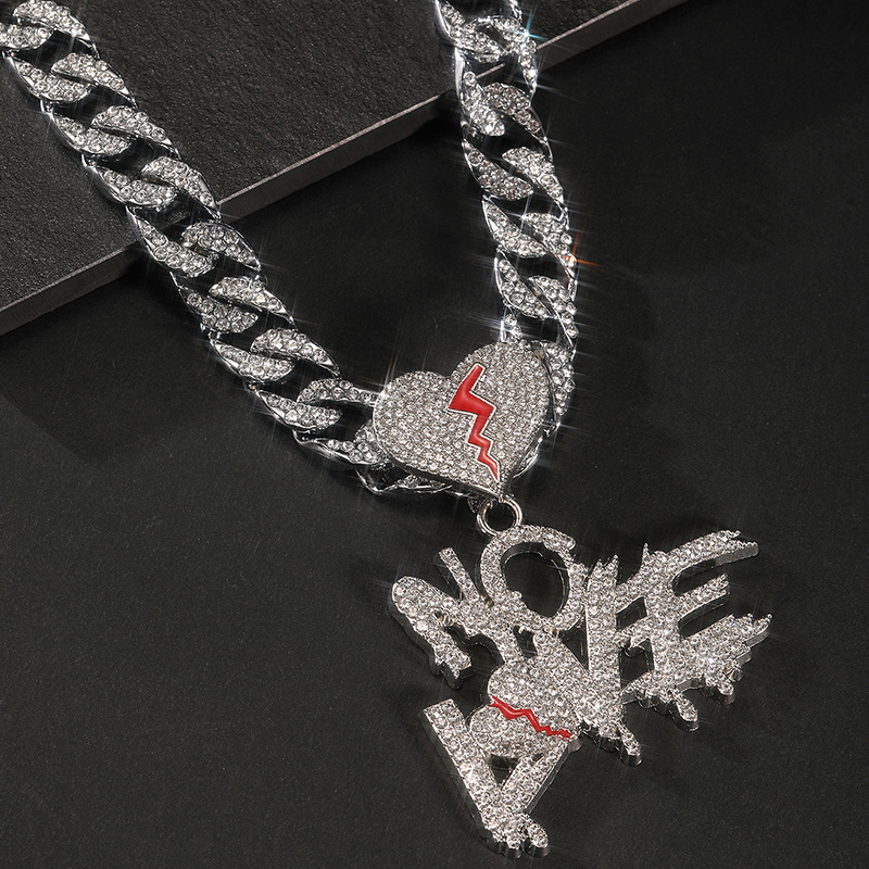 Men's Rhinestone Love No Love Hip Hop Necklace